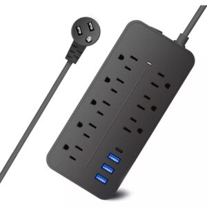 Multicontacto con 8 salidas eléctricas, 3 puertos USB y Type-C