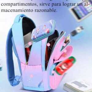 Mochila escolar Pokachila 25 L — diseño azul y rosa