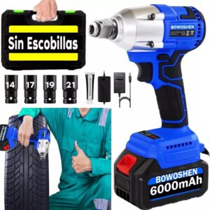 Llave de impacto y atornillador inalámbrico con dos baterías de 6 Ah