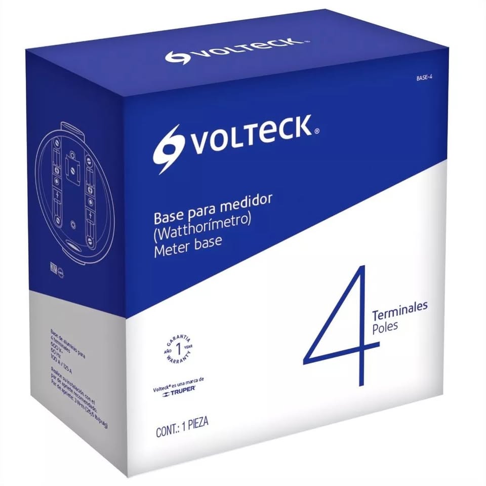 Base para watthorímetro Volteck de cuatro terminales - Imagen 3