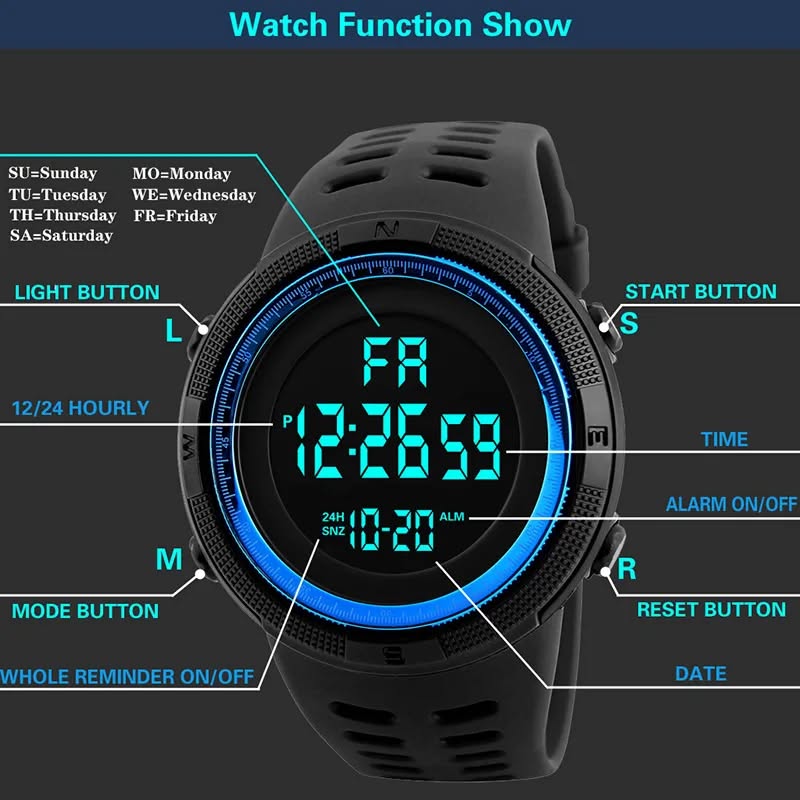Reloj deportivo militar digital LED - Imagen 5