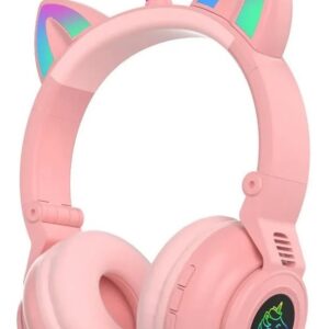 Audífonos inalámbricos Bluetooth con diadema unicornio y LED