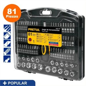 Juego de dados cuadro 1/4' con 81 Piezas